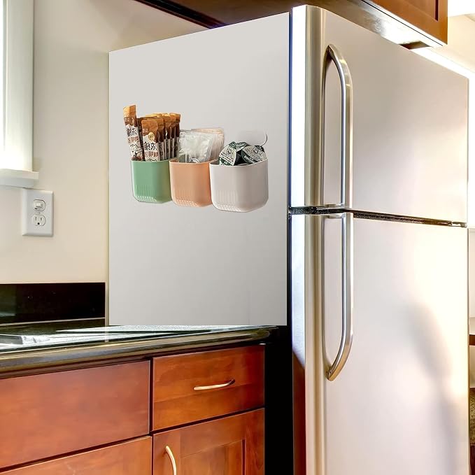 Fridge Magnetic Cup Storage Rack, Magnetic Locker Organizer for Pen, Holder for Laundry, Board, Desks, Dresser, White