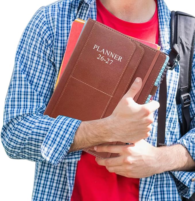 2026-2027 Planner - Weekly & Monthly Planner Runs from July 2026 to Dec 2027, 5.8" x 8.25", 18 Month Planners, 14 Notes Pages, Inner Pocket, PU Leather Hard Cover, Brown Monthly Planners 2026-2027