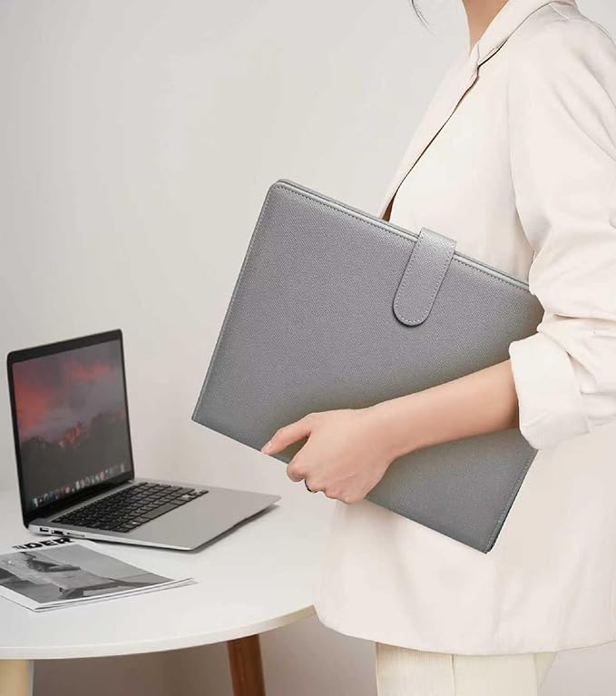 Zreal Padfolio Portfolio for Women and Men, Faux Leather Clipboard Folder with Document Organizer, Business Card & Pen Holder, Fits A4 Letter Size Legal pad for Work, Office & Conference (Grey)