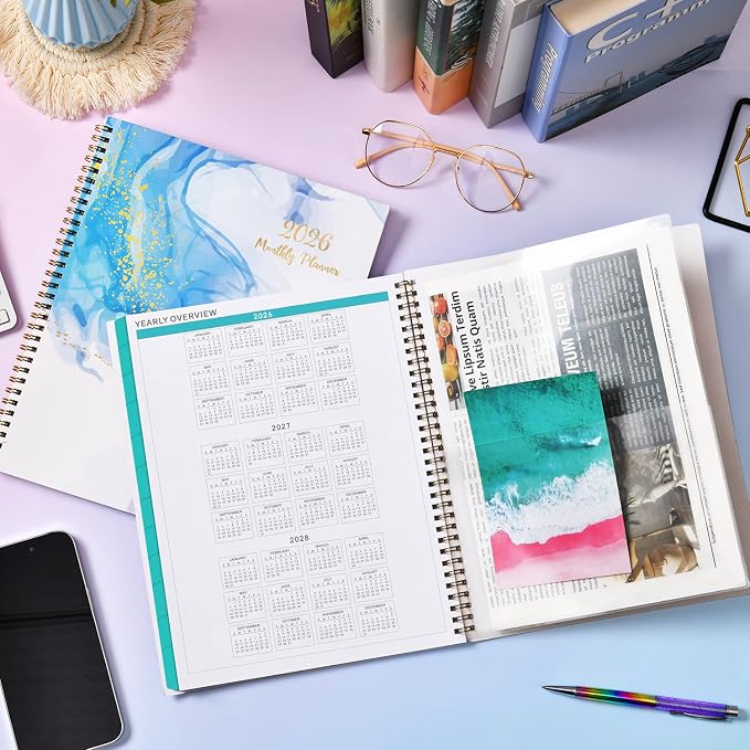 2026-2027 Monthly Planner - 2026 Planner from Jan. 2026 - Dec. 2026, Monthly Calendar 2026 With Tabs, Inner Pocket, 8.5'' x 11''