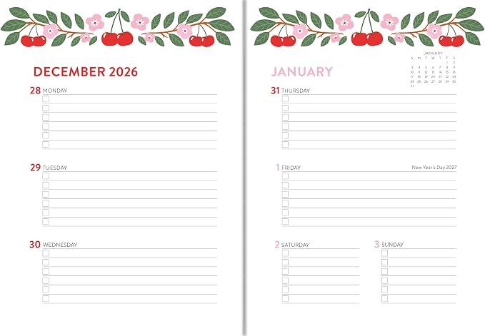 High Note 2027 Planner, 17-Month Weekly & Monthly Flexible Cover Calendar Book with Goal & Project Planning Pages, August 2026 – December 2027, 5.75" x 7.5", Fruits