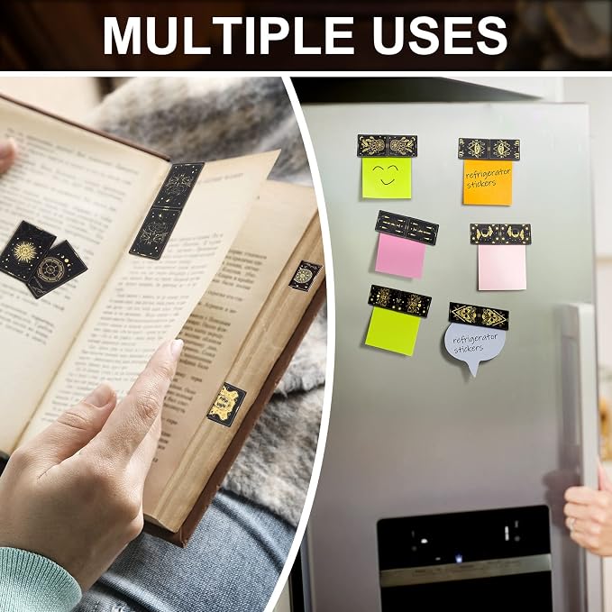 48 Pieces Tarot Magnetic Bookmarks Bulk Black Metal Aesthetic Page Markers Assorted Party Supplies Journal Paper Tarot Card Bookmarks for Women School Students Teachers Friend Club Christmas Gift