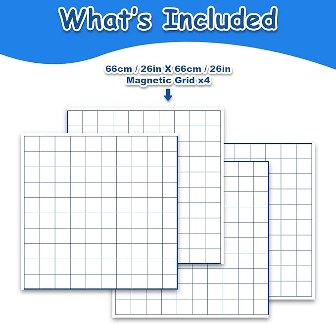 Magnetic Dry Erase Grid, 26"x26" - Reusable XY Coordinate Graph Board for Math Graphing, Classroom & Homeschool Learning, Write-On & Wipe-Off, Ideal for Students & Educators