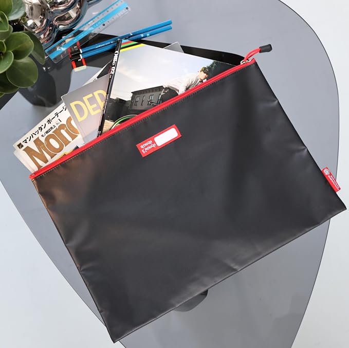Rough Enough Important Document Storage Plastic File Folder Organizer Bag with Zipper 16 x 11 Inches Black Tarpaulin Water Repellent for Travel Office | 16 x 11 Inches, Organizer Holds 400+ A4/Legal Pages, YKK Zipper, Tarpaulin Water Repellent, Wipe Cl...