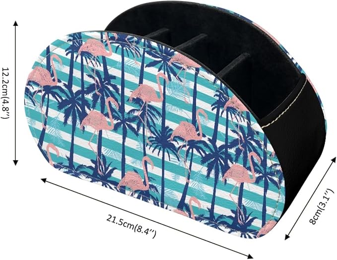 Coconut Flamingo Print TV Remote Control Organizer Desktop Storage for Remote Controls/Controllers/Media Players/Eyeglasses/Cosmetic Brushs/Paint Brushes/Pens Organizer
