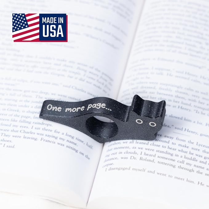 Cat Book Page Holder for Reading, Bookish Gifts & Accessory, Ideal for Bookworms, Book Lovers & Readers, Made in USA (Starry Black)