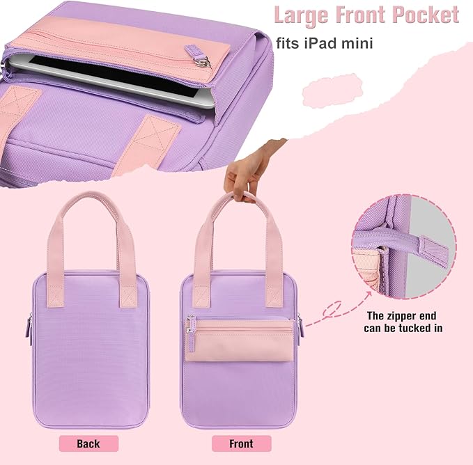 FINPAC Bible Cover Case Tote Bag Water-Resistant Bible Carrying Case Christian Gifts for Church Study Supplies, Purple