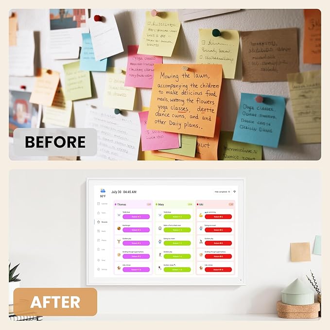 Digital Calendar, Smart WiFi Electronic Calendar&Chore Chart, IPS Touch Screen HD Display for Family Schedules, Share Moments Instantly from Anywhere (White, 27)