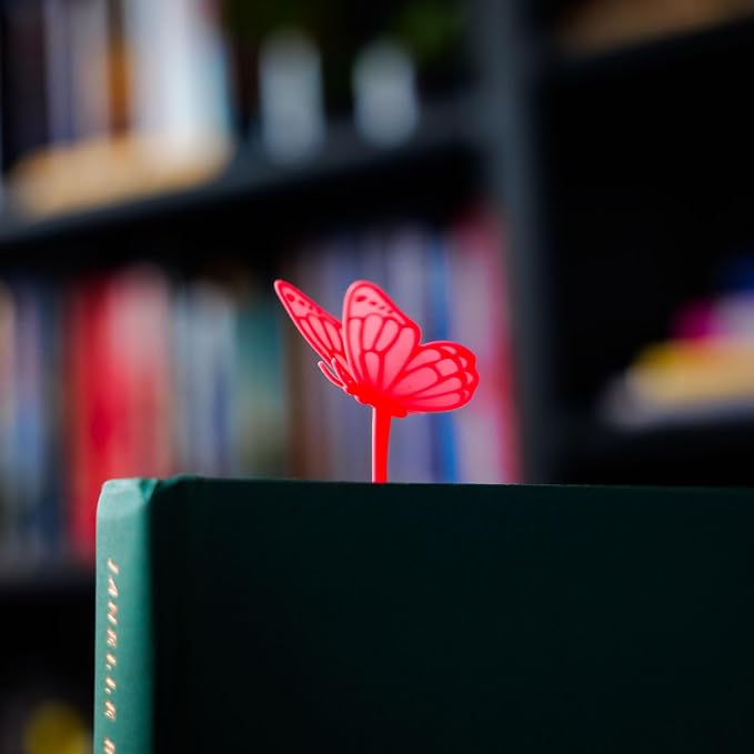 Genuine Fred FLUTTERMARKS Butterfly Bookmarks – Set of 3 Soft Silicone Page Markers – Vibrant and Flexible Bookmarks for Readers and Book Lovers