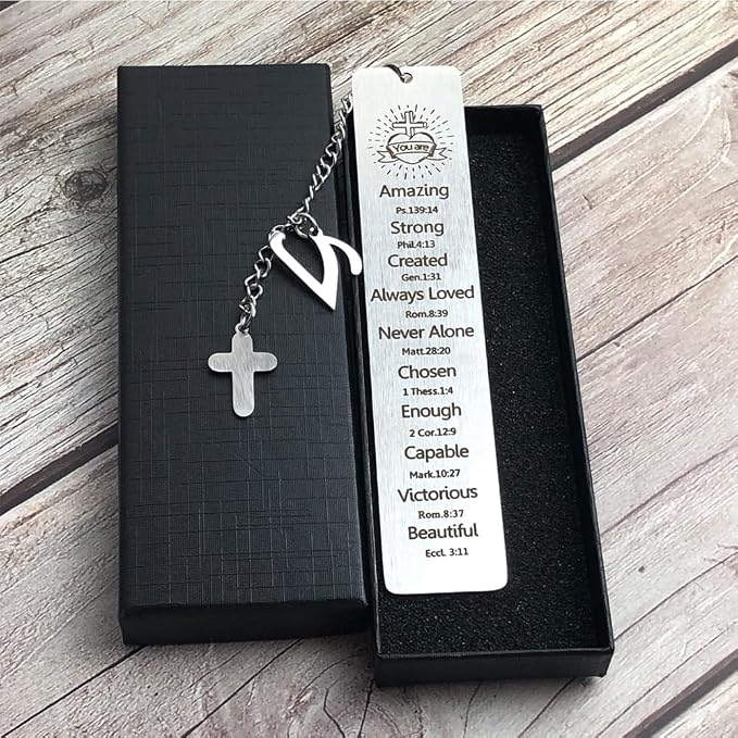 Bible Bookmark for Women Book Lovers Sister Christian Book Marker Gifts for Reader Teens Girls Baptism Birthday Christmas Gift for Coworker Students Bookish Easter Gifts (Silver-V)