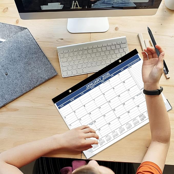 Desk Calendar 2026-2027, Runs Apr 2026 to Jun 2027, Desk-Calendar with to-do List, 140gsm Paper, 15 Monthly, 17" x 12" Calendar 2026-2027, Desk Calendars for School, Home or Office