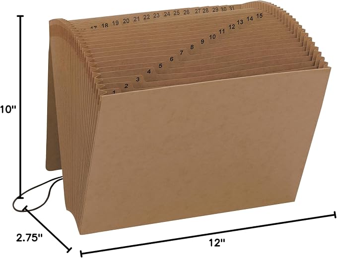Smead Expanding File with Flap and Cord Closure, 31 Pockets, Daily (1-31), Letter Size, Kraft (70168) (Pack of 1)