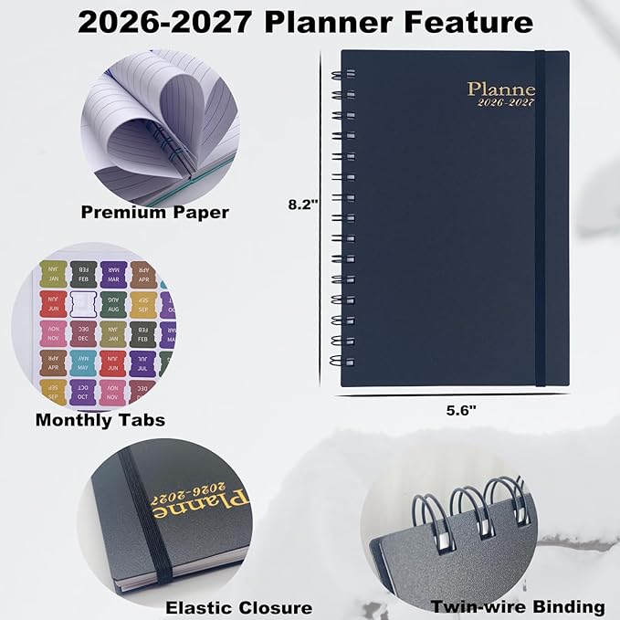 Planner 2026-2027,Weekly Monthly Planners 2026-2027,18 Monthly Planner from January 2026 to June 2027,Thick Paper,5.6"x 8.2",Daily Planners Notebook Black