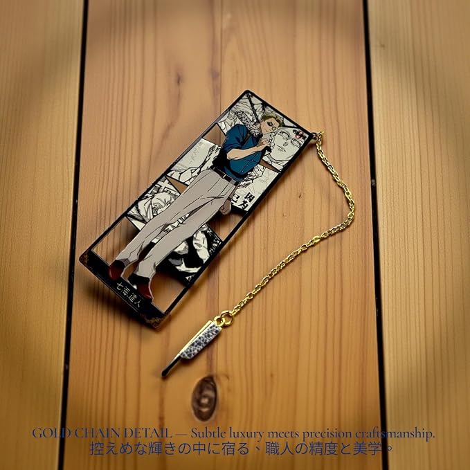 Anime Bookmark Gojo Satoru Metal Bookmark with Chain Japanese Style Manga Accessories Otaku Collectible Reading Gift Anime Gifts Gojo Gifts Book Lover Present Japanese Anime Merch (Sensei)