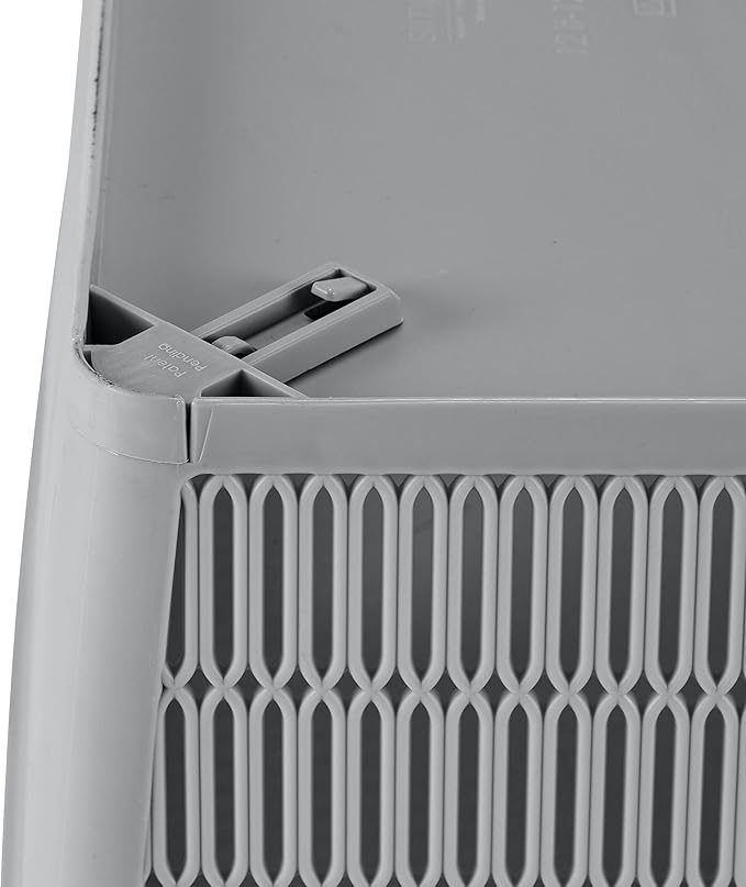 Simplify 4Pk Shallow Slide 2 Stack It Tote Basket | Storage & Organization | Open Bins with Stackable Capability | Bathroom | Crafts | Pantry | Playroom | Office | Grey (KIT-25933-GREY-4PK)