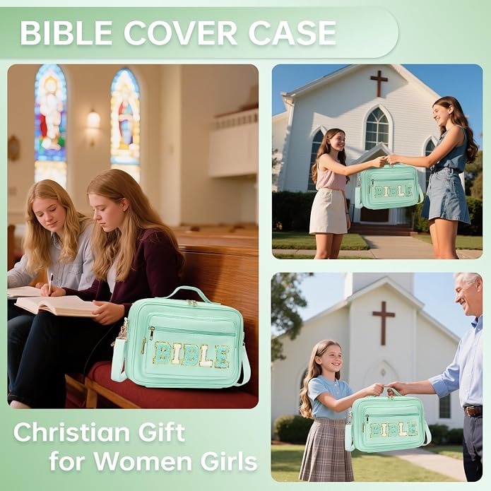 Bible Cover Case for Women Bible Bag Bible Study Supplies Leather Bible Case Western Bible Tote Bag Christian Gifts for Girls