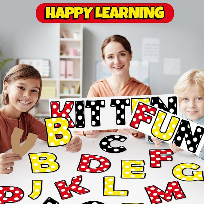 150 PCS Large 6" Bulletin Board Letters Set, Cartoon Mouse Color Classroom Alphabet Cutout Letter for Bulletin Board Display Home School, A Great Helper to Inspire Students' Learning Interest