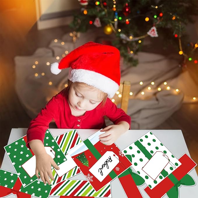 30 Pack Christmas Bulletin Board Decoration Set Gift Boxes Cutouts for Classroom Decorations Name Labels Paper Cutouts for School Home Holiday Chalkboard Wall Door Supplies