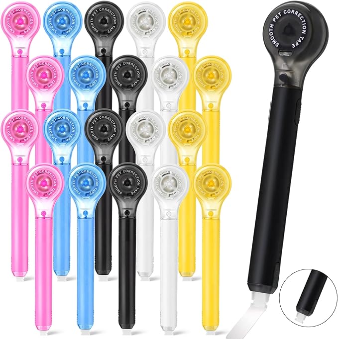 AmazingSpark 100 Pack Correction Tape Pen, 0.2" x 236" White Correction Tape Push Pull Protective Cover Easy to Use Applicator for Office Supplies