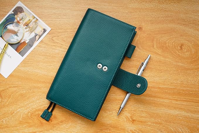 Moterm Leather Cover for Hobonichi Weeks - Fits Hobonichi Weeks/Weeks Mega, with Back Pocket (Pebbled-Deep Teal)