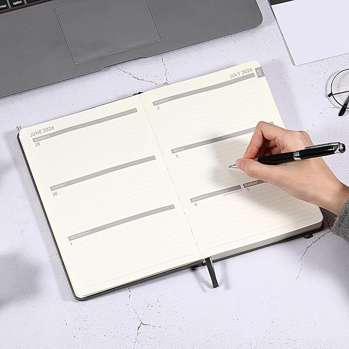 2026-2027 Planner - 5.75" X 8.25", JUL. 2026 - JUN. 2027, 2026-2027 Weekly & Monthly Planner with Calendar Stickers, Premium Thicker Paper, Pen Holder, Inner Pocket and 44 Notes Pages - Gray