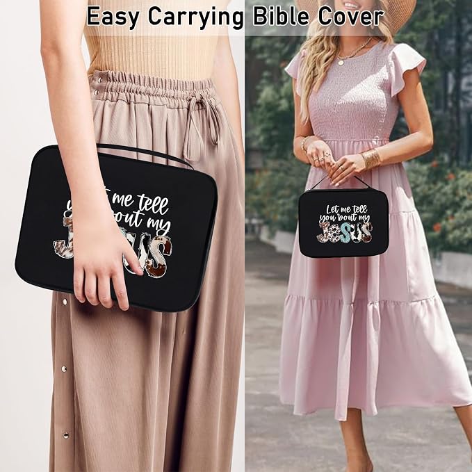 Bible Cover Case for Women & Men, Bible Study Supplies Book Covers with Zipper for Journaling/NIV/ESV/KIV, Carrier Tote Bag Carrying Case with Strap for Teens Travel/Church Bible Study