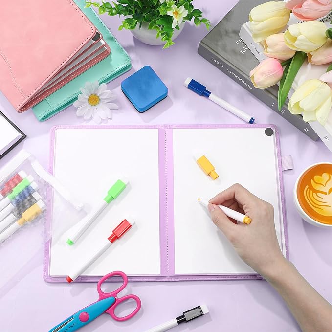 Feifeiya 6 Sides Dry Erase Whiteboard Notebook Portable Notebook White Boards 6"x9"(a5) Small Folding Whiteboard Anti-ghosting Surface, Travel Dry Erase Mini White Board for Office, School, Study