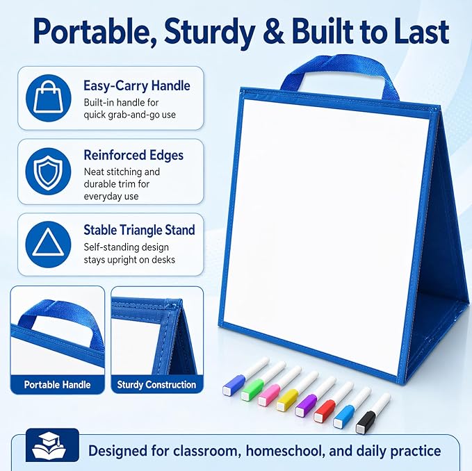 Tabletop Whiteboard Dry Erase Easel Foldable Portable Standing Whiteboard Dry Erase Board Magnetic for Teachers Office Teaching Supplies