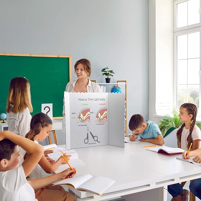 72 Pcs 24 x 36 Inch Trifold Poster Display Boards White for Science Fair Presentation Projects Photo Exhibition Display Tri fold Board Foldable Paperboard for School Supplies Bulk Business