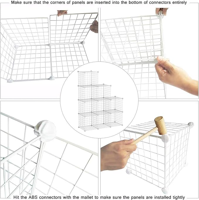 C&AHOME Wire Cube Storage, 9-Cube Organizer Metal, Wire C Grids Storage, Storage Bins Shelf, Modular Bookshelf, Closet Cabinet Ideal for Home, Living Room, Office 36.6”L x 12.4”W x 48.4”H White