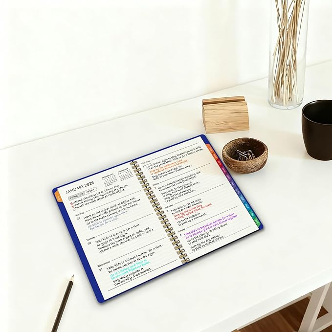 2026 Planner Weekly and Monthly, 2026 Academic Year (January 2026 - December 2026) Calendar wirh Tabs, Agenda Book for School Student, Teachers, Office Supplies,Home, 6" x 8.5" (Pink JAN2026-DEC2026)