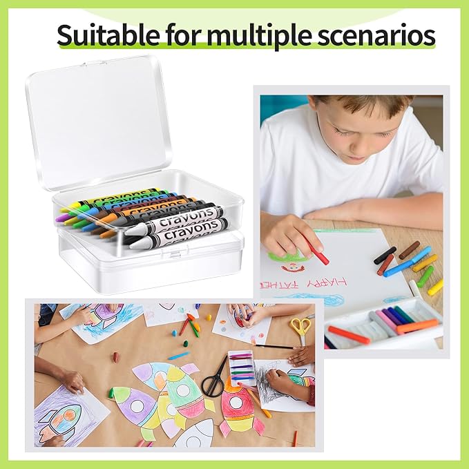 30 Pcs Plastic Crayon Box with Hinged Lid Clear Storage Containers Crayon Case for School Classroom Supplies (Clear)