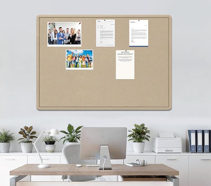 Large Cork Bulletin Board - 60 X 36 Inches With 30 Pushpins, 5' x 3' Pin Board for Walls, Self-Adhesive Felt Vision Board, Foldable Photo Board (Beige Brown)