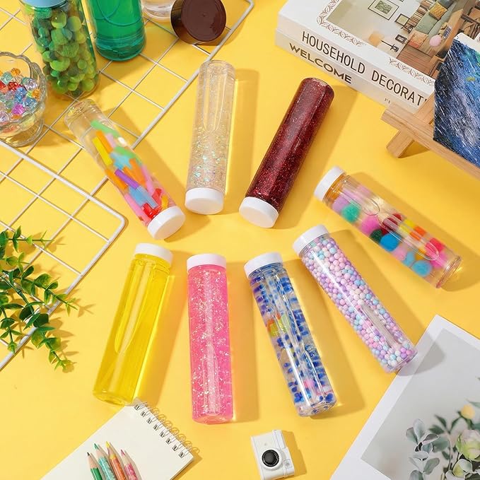 8PCS Sensory Bottle Kit for Toddlers, DIY Calming Bottles with Decorative Fillers, Calm Down Corner Supplies,Preschool & Kindergarten Classroom Must Haves