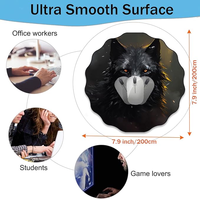 Pen Holder and Anti-Slip Mouse Pad Combination, Makeup Brush Storage Box, Tableware Storage Box, Suitable for Office and Home - Black Wolf