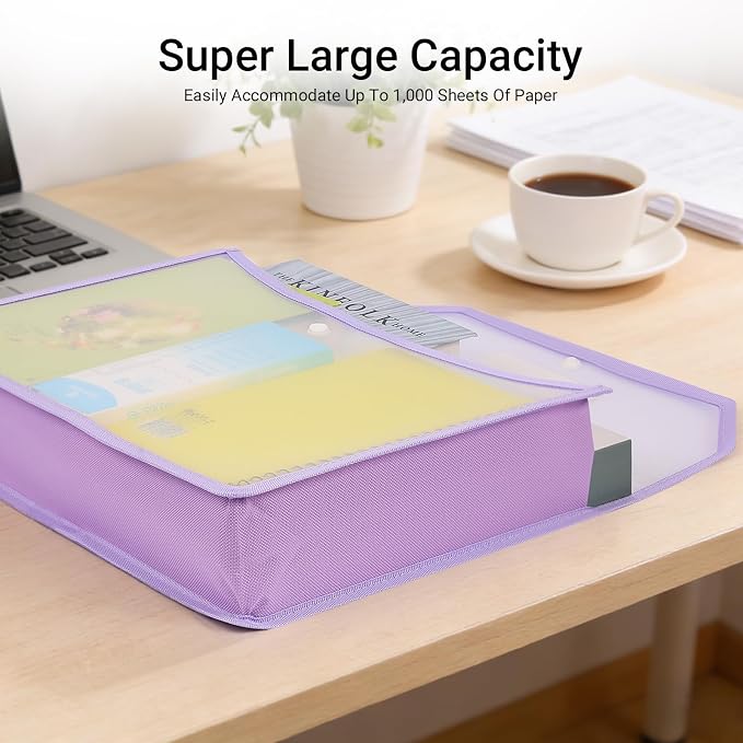 Plastic Expanding File Folder, Clear Envelopes Fit Letter & A4 Size, Folders for Documents with Snap Closure, No Dividers, Large Capacity (6, Mixed Colors)