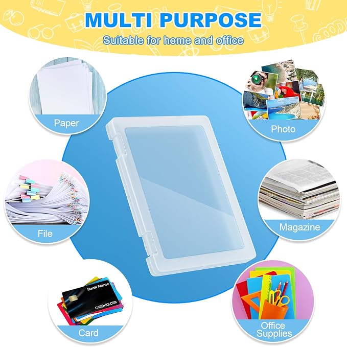 1 Pack A4 File Box Paper Organizers Holder, Transparent Document Paper Project Case, Plastic Paper Storage Container Box File Protector for Magazine, Scrapbook, Office School Supplies