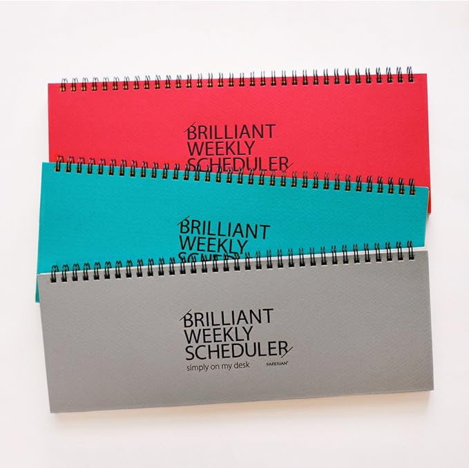 PAPERIAN Brilliant Weekly Scheduler - Wirebound Undated Weekly Planner Pad Scheduler (Gray)