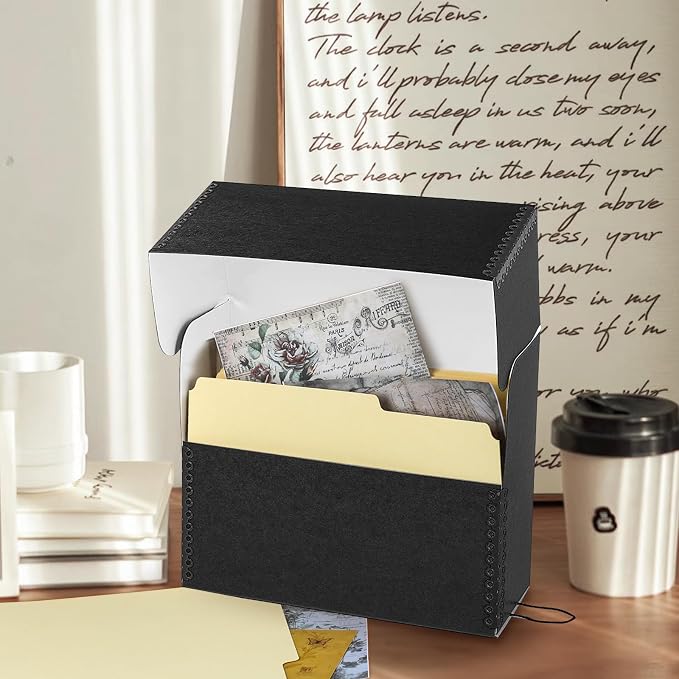 Lineco Archival Document Storage Box with Metal Edge, Acid-Free Black Boxboard, Organize and Store Files, Prints, Photos, Legal-Sized Case 15.5" x 10.5" x 5" Wide, Pack of 2