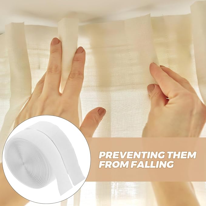 Luxshiny 1roll Double-Sided Self Adhesive Hook and Tape for Curtains and Doors Strong Fastener Strips for Versatile Applications Adhesion and Easy Installation