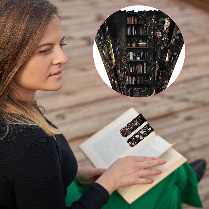 Wxiben Dark Academia Magnetic Bookmark - 30 Pcs Gothic Flower Book Mark Magnets Retro Aesthetic Bookmarks Magnetic Skull Plants Dragonfly Book Markers Page Clip for Women Students Teacher Reading Gift