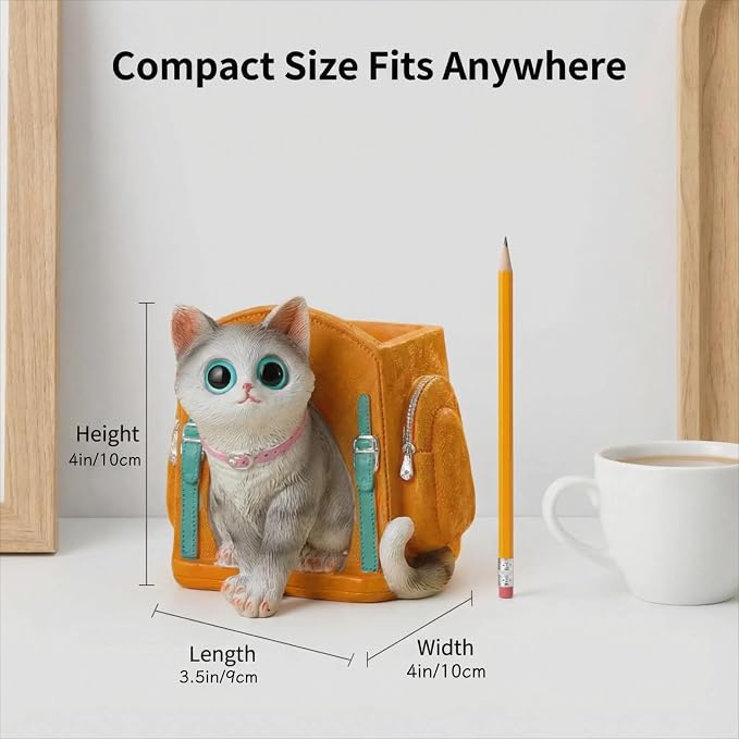 Cute Lucky Cat Pen Holder for Desk, 2026 New Cat Pencil Holder, Cat Lover Gifts for Women, Cat Desk Accessories Decor for Home Office School, Gifts for Cat Lovers