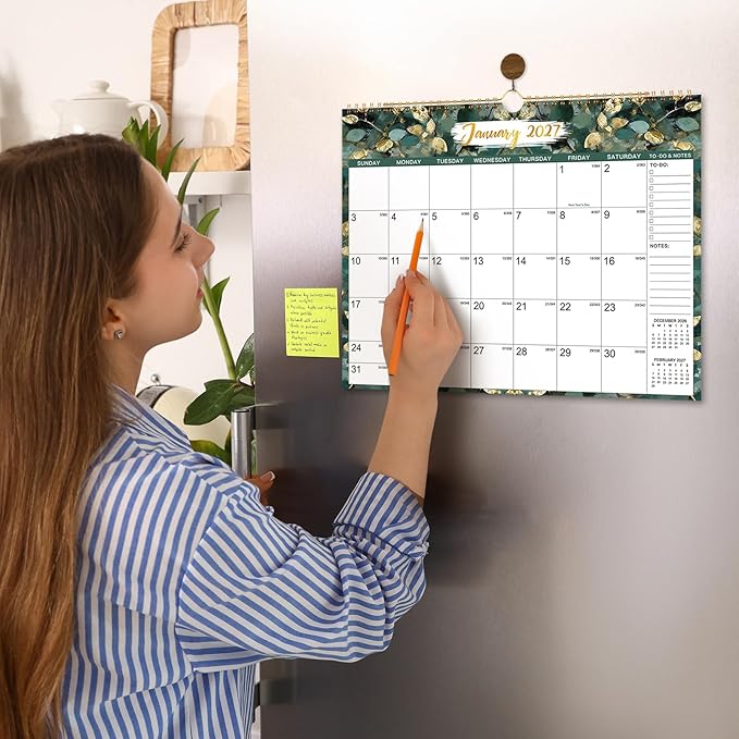 Calendar 2026-2027 - 2026-2027 Wall Calendar, Jul 2026 - Dec 2027, Large Wall Calendar 2026-2027, 15" x 11.5", 18 Months Calendar 26-27 Large with Hook, Notes & To-do List, Perfect for Organizing