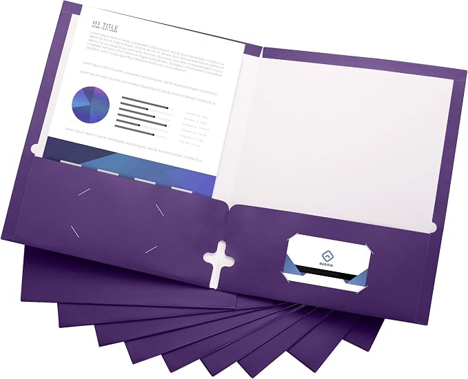 10 Pack Two Pocket Folders, Purple, Strong Thick Paper Folders, for Letter Size, by ACTIVITYya