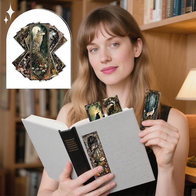 Woodland Animals Bookmarks Gifts - 120 Pcs Fantasy Forest Animal Bookmark Rabbit Raccoon Page Markers Clips Book Mark Gift for Women Men Office Home Book Lovers Bookworm Party Supplies