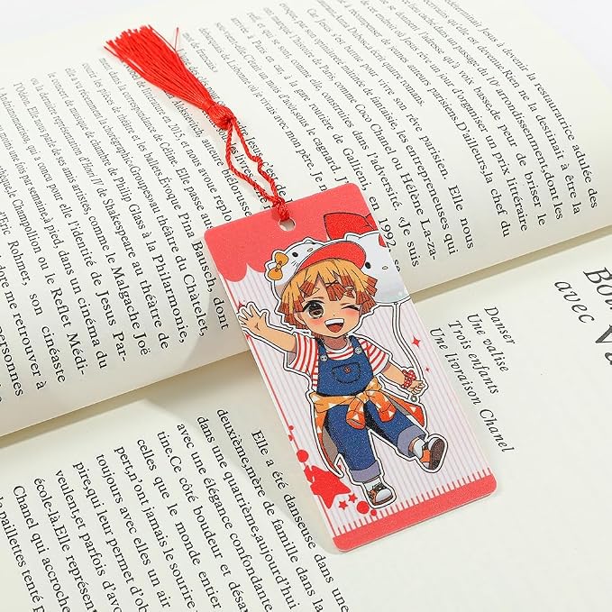 Anime Demon Kamado Acrylic Bookmark - Anime Tanjiron Zenitsu Giyuu Kyoujurou Figure Page Mark Reading Tool, Holiday Gifts for Reading Fans Book Lovers Bookworm (4PCS Set-1)