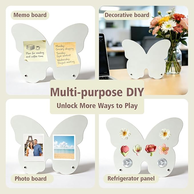 2 Pack Desk Magnet Board,Black Magnetic Board,Metal Magnetic Bulletin Board,Magnet Display Stand with Flower Pins for Home, School, Kitchen, Office (White)