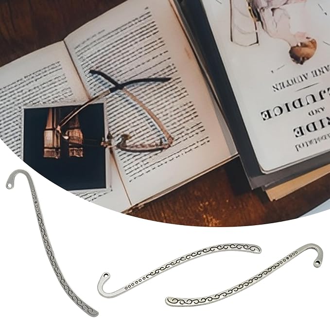 Elegant Metal Bookmarks - Vintage Carved Design with Loop for DIY Beading, Tassels & Hairpin for Readers, Writers & Book Lovers, Robust Alloy Rust-Free Book Markers (Set of 20)