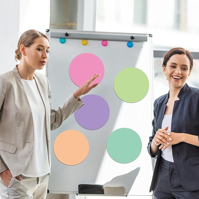 Lincia 24 Pack Erase Dots Circles Colorful 10.5 Inch Removable Vinyl Spot Dry Erase Desktop Writing Spots Set for Classroom Desk Wall Table Teacher Students School Home Desk Wall(Macaron)