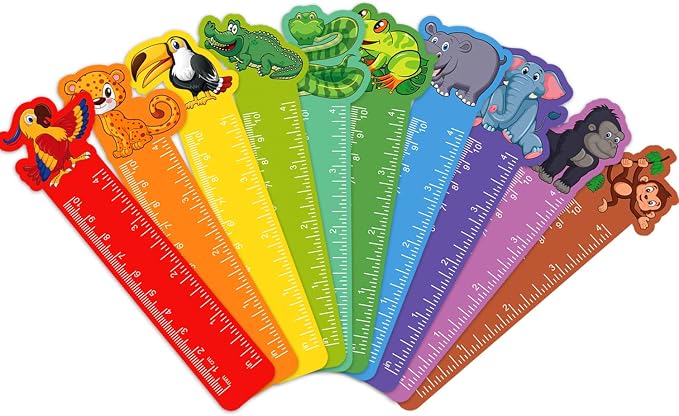 Frienda 50 Pieces Cute Animals Bookmarks Ruler for Kids Jungle Animal Farmhouse Teacher Prizes Book Markers Students Jungle Animal Party Favor, 10 Styles(Safari Jungle Animal)